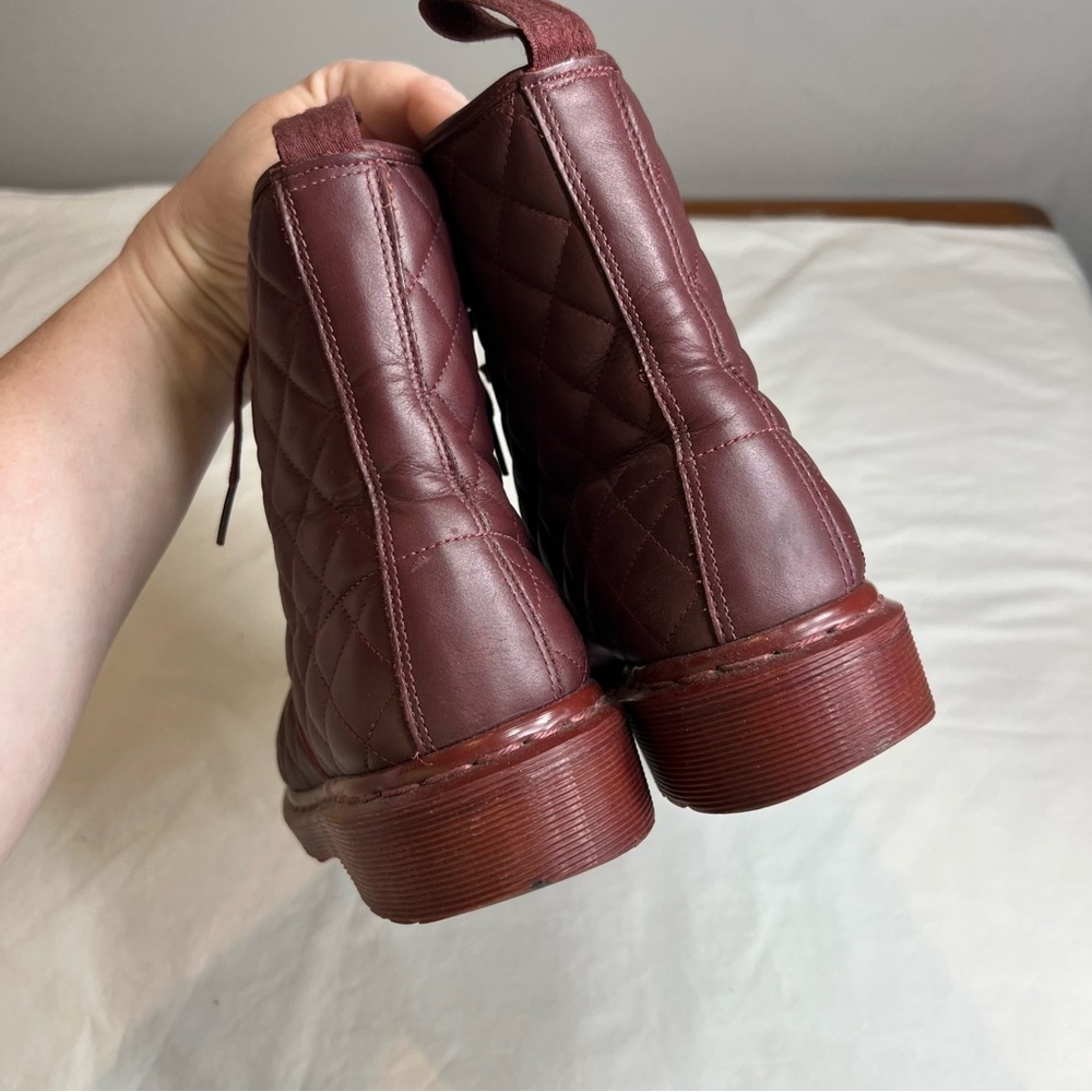 Dr. Doc Martens Coralie burgundy deep red quilted lace up combat boots size 6 - Picture 6 of 7